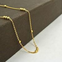 vintage golden titanium steel ball chain necklace