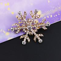 Vintage Inlay Diamond Snowflake Brooch