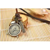 Vilam Vintage Alarm Clock Leather Necklace Copper Necklace Pendant Necklaces Sports 1pc