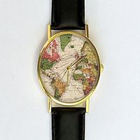 Vintage World Map Watch, Antique Map, Women\'s Watch, Unisex, Cartography, Old Map, Vintage Inspired, Men\'s Watch Cool Watches Unique Watches