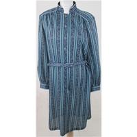 Vntage 80s Eastex size 18 green & blue striped shirt-dress
