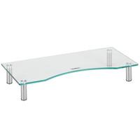 VonHaus Small Curved Glass Monitor Stand - Clear