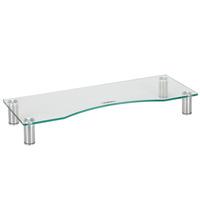 VonHaus Large Curved Glass Monitor Stand - Clear