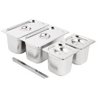 Vogue Stainless Steel Gastronorm Set 2x 1/3 2 x 1/6 with Lids