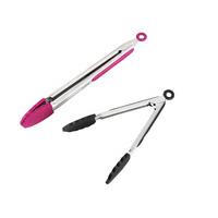 VonShef 2 Coloured Silicone Tongs
