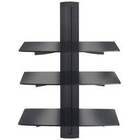 VonHaus 3x Floating Glass Shelf - Black