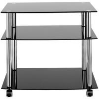 VonHaus 3 Tier Glass TV Stand On Casters