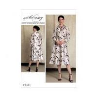 vogue ladies sewing pattern 1511 half placket long sleeve shirtdress