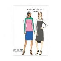 Vogue Ladies Easy Sewing Pattern 9166 Contrast Yoke Tunic, Dress & Skirt