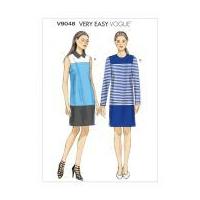 Vogue Ladies Easy Sewing Pattern 9048 Colour Block Lined Dresses