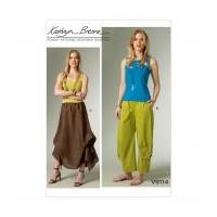 Vogue Ladies Easy Sewing Pattern 9114 Tie Drape Skirt & Side Tie Pants