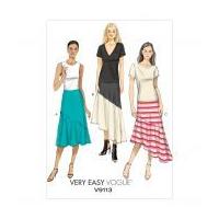 Vogue Ladies Easy Sewing Pattern 9113 Skirts with Flounce & Shaped Hemline