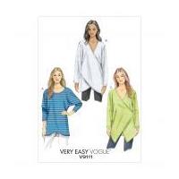 Vogue Ladies Easy Sewing Pattern 9111 Loose Fitting & Mock Wrap Tops