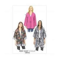Vogue Ladies Easy Sewing Pattern 9115 Very Loose Fit Unlined Kimono Jacket