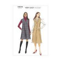 Vogue Ladies Easy Sewing Pattern 9018 Loose Fit Button Up Fitted Dresses