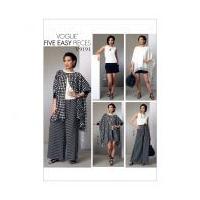 Vogue Ladies Easy Sewing Pattern 9191 Ponchos, Top, Shorts & Wide Leg Wrap Pants