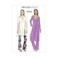 vogue ladies easy sewing pattern 9159 tunic dress pants