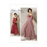 Vogue Ladies Sewing Pattern 9168 Flutter Sleeve Dress, Slip & Belt