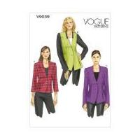 Vogue Ladies Easy Sewing Pattern 9039 Semi Fitted Lined Jackets with Collar
