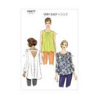 vogue ladies easy sewing pattern 8977 tops with front pleats