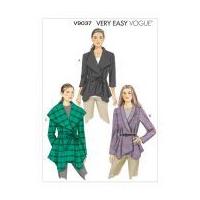 vogue ladies easy sewing pattern 9037 double breasted jacket belt