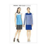 vogue ladies easy sewing pattern 9048 colour block lined dresses