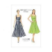 Vogue Ladies Easy Sewing Pattern 9182 Button Down, Flared Skirt Dresses