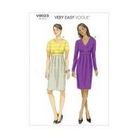 vogue ladies easy sewing pattern 9023 fitted knit dresses with pleats