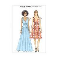 Vogue Ladies Easy Sewing Pattern 9053 Lined Dress with Full Skirt