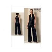 vogue ladies easy sewing pattern 1506 sleeveless wide leg jumpsuit