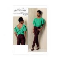 Vogue Ladies Sewing Pattern 1507 Layered Back Tie Top & Asymmetrical Zip Pants