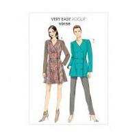 vogue ladies easy sewing pattern 9158 button up top dress pants