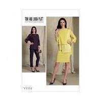 Vogue Ladies Sewing Pattern 1516 Batwing or Layered Overlay Tops, Pencil Skirt & Pants