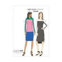 vogue ladies easy sewing pattern 9166 contrast yoke tunic dress skirt