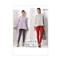 Vogue Ladies Sewing Pattern 9174 Double Collar Shirts & Seam Detail Pants