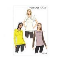 Vogue Ladies Easy Sewing Pattern 9205 Jersey Knit Tops with Inverted Neck Darts
