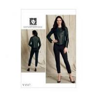 Vogue Ladies Sewing Pattern 1517 Collarless Seamed Jacket & Pull On Pants