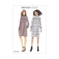 Vogue Ladies Easy Sewing Pattern 9198 Gathered Dresses with Front Yoke