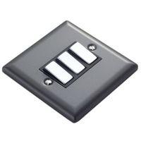 Volex 10AX 2-Way Pewter Effect Triple Switch