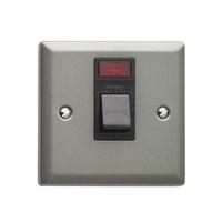 volex 20a pewter effect single switch with neon