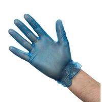 Vogue Vinyl Food Prep Gloves Blue Powdered Extra Large Pack of 100