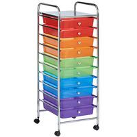 vonhaus multi colour 10 drawer trolley