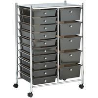 vonhaus black 15 drawer trolley