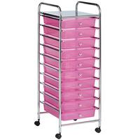 VonHaus Pink 10 Drawer Trolley