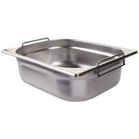Vogue CB183 Stainless Steel 1/2 Gastronorm Pan With Handles, 100 mm