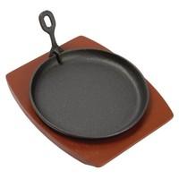 Vogue CC311 Cast Iron Round Sizzler With Wooden Stand