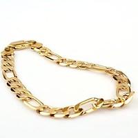 vogue 20cm mens 24k yellow gold filled bracelet figaro curb link chain ...