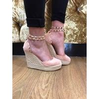 Vogue suedette studded espadrille wedge