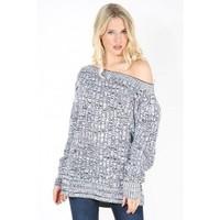 Voila Off The Shoulder Cable Knitted Oversized Jumper