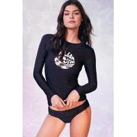 Volcom Simply Solid Long-Sleeve Swim Top, BLACK